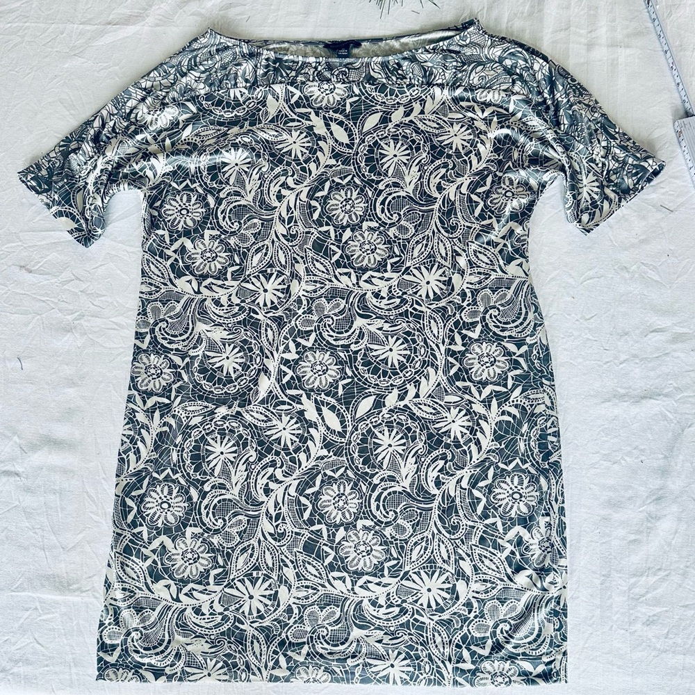 Banana Republic Floral Shift Dress - Womens Size XL - X-Large Gray and White